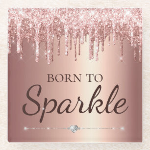 Roos Glam drogen Glitter voor de sluiting Glazen Onderzetter