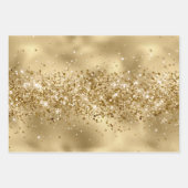 Roos Glam Gold Glitzy Sparkle Glitter Inpakpapier Vel (Voorkant 3)