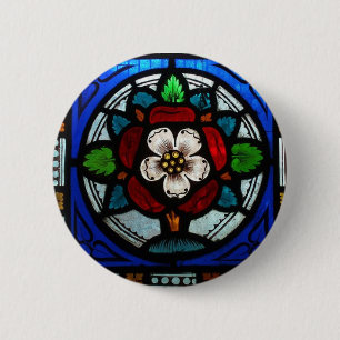 Roos Glas in lood Roos Ronde Button 5,7 Cm