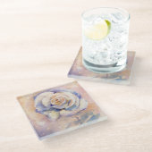 Roos Glazen Onderzetter (Schuin)