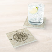  Roos Glazen Onderzetter (Schuin)