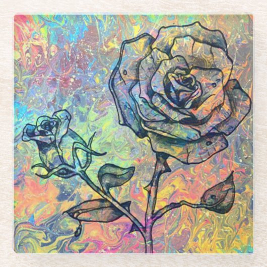 Roos Glazen Onderzetter (Voorkant)