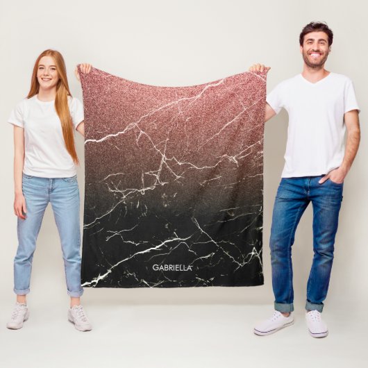 Roos Glitter Black Marmer Fleece Deken (In situ)