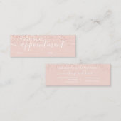 Roos glitter blush afspraak mini visitekaartje (Voorkant / Achterkant)