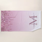 Roos Glitter Drift Gepersonaliseerd Monogram en na Strandlaken (Voorkant)