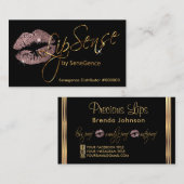 Roos Glitter en gouden lippen Visitekaartje (Voorkant / Achterkant)