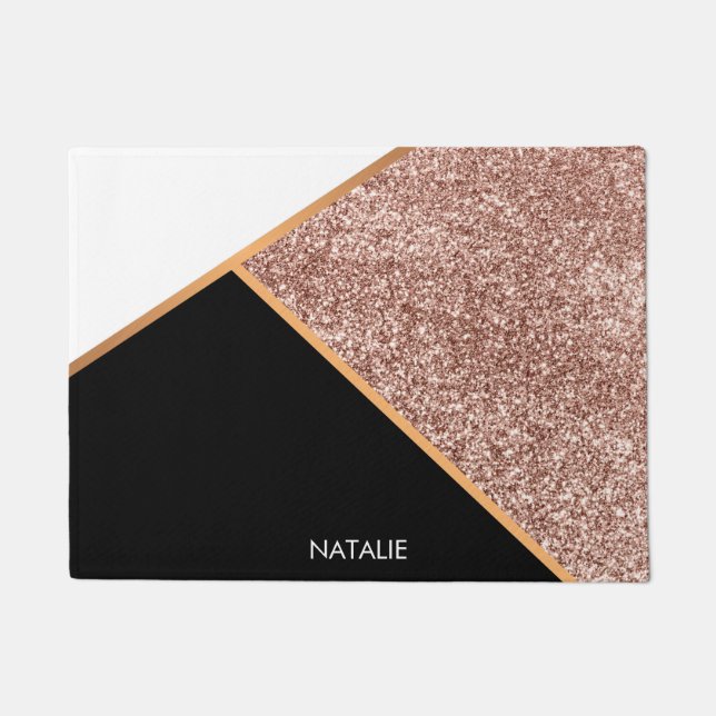 Roos Glitter Geometric Deurmat (Voorkant)