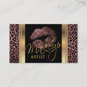 Roos Glitter Lips op luipaard Visitekaartje
