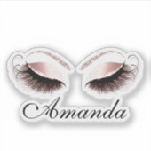 Roos Glitter Makeup Artist Lashes Extension Name Sticker (Voorkant)