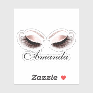 Roos Glitter Makeup Artist Lashes Extension Name Sticker