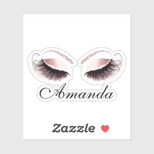 Roos Glitter Makeup Artist Lashes Extension Name Sticker (Vel)