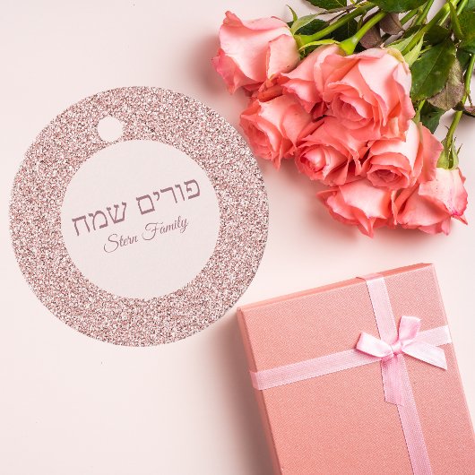 Roos Glitter Mishloach - Aangepast, fijn object Bedankjes Labels