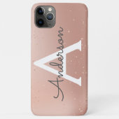 Roos Glitter Monogram Naam Case-Mate iPhone Case (Achterkant)
