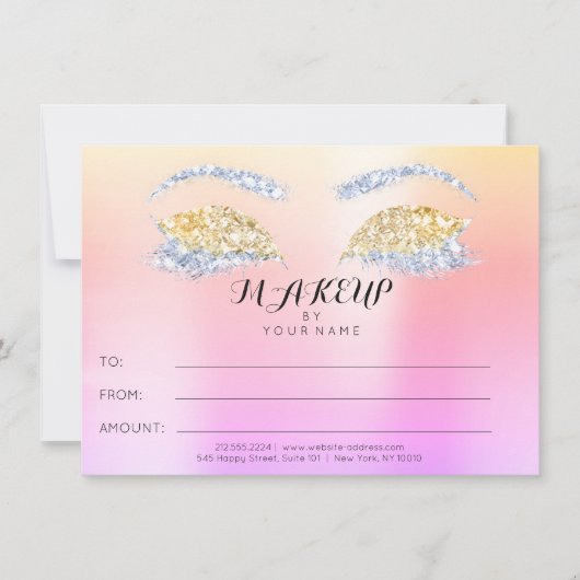 Roos Glitter Ombre Make-up Schoonheidscertificaat  (Voorkant)