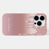 Roos Glitter Ombre Roze Blush Naam Case-Mate iPhone Case (Achterkant (horizontaal))