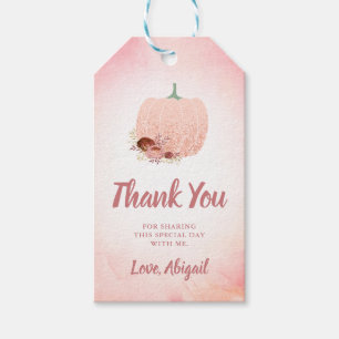 Roos Glitter Pompoen Meisje Verjaardag Dank u Cadeaulabel
