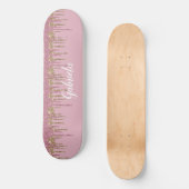 Roos Glitter Skateboard w / Naam (Voorkant)