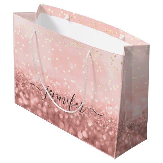 Roos Glitter Weddenschap Bridal Gold Confetti Grot Groot Cadeauzakje (Achterkant Gekanteld)