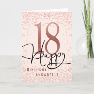 Roos God & Blush Roze 18e verjaardag Kaart