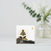 *~* Roos Goddess Black Gold Yoga Moon Vierkante Visitekaartje (Staand voorkant)