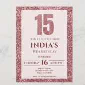 roos Gold 15e verjaardagsuitnodiging Kaart (Voorkant / Achterkant)