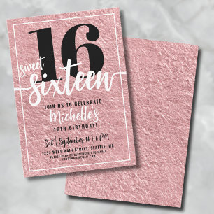 Roos Gold 16e verjaardagsfeest Kaart