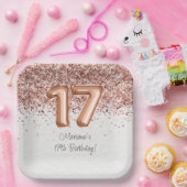 Roos Gold 17e verjaardagsfeestje Papieren Bordje (Feest)