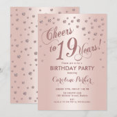 Roos Gold 19e verjaardagsfeestje Kaart (Voorkant / Achterkant)