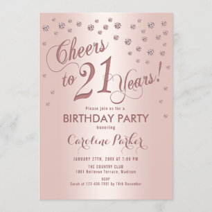 Roos Gold 21ste verjaardagsfeestje Kaart