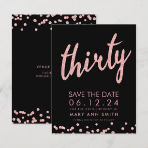 Roos Gold 30e geboortedag Opslagdatum Confetti Kaart