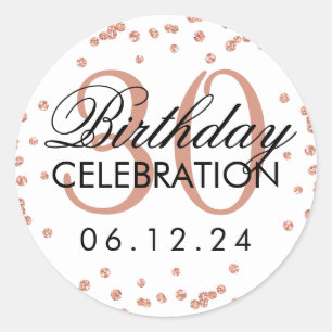 Roos Gold 30th Birthday Faux Glitter Confetti Ronde Sticker