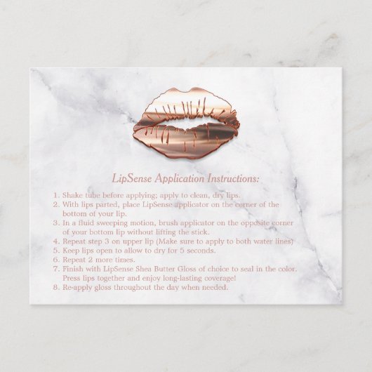 Roos Gold 3D Lips Marble Makeup Instruction Tips Briefkaart (Voorkant)