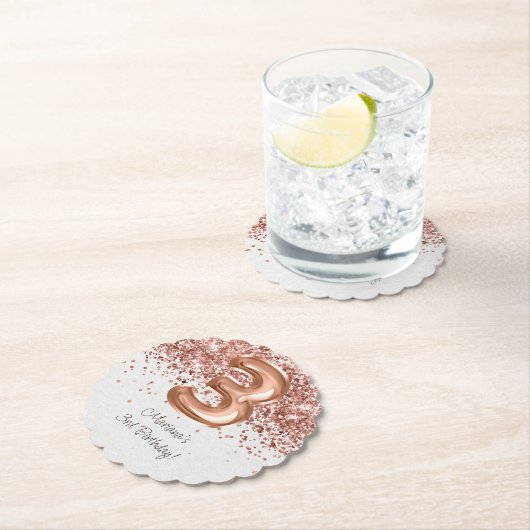 Roos Gold 3e verjaardagsfeestje Kartonnen Onderzetters (Insitu)