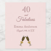 Roos Gold 40 geweldige verjaardagsfeestje roze mon Wijn Etiket (Enkel label)