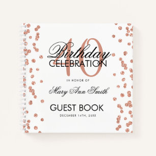 Roos Gold 40e verjaardag Guestbook Confetti White Notitieboek