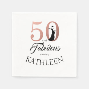 Roos Gold 50 Fabulous 50th Birthday Party Monogram Servetten