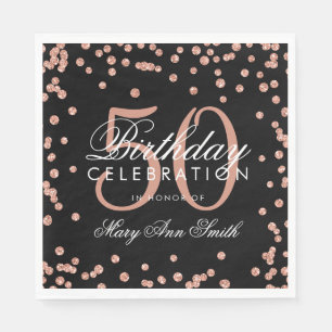 Roos Gold 50e verjaardag Glitter Confetti Black Servet