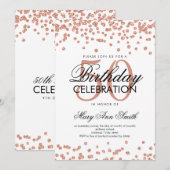 Roos Gold 50e verjaardag Glitter Confetti Kaart (Voorkant / Achterkant)