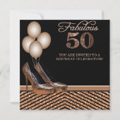 Roos Gold 50ste verjaardag Uitnodiging (Achterkant)