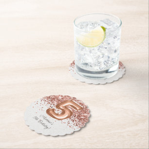 Roos Gold 5e verjaardagsfeestje Kartonnen Onderzetters