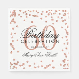 Roos Gold 60e verjaardag Glitter Confetti White Servet