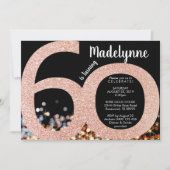 Roos Gold 60th Birthday Invitation - Vrouw 60th Kaart (Voorkant)