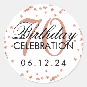 Roos Gold 70e verjaardag Faux Glitter Confetti Ronde Sticker