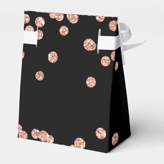 Roos Gold 70th Verjaardag Dank u Confetti Zwart Bedankdoosjes (Achterkant)