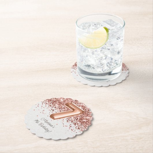 Roos Gold 7e verjaardagsfeestje Kartonnen Onderzetters (Insitu)