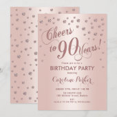 Roos Gold 90ste verjaardagsfeestje Kaart (Voorkant / Achterkant)