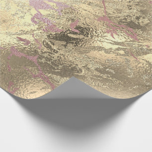 Roos Gold Abstract Sepia Marble Shiny Metal Lux Cadeaupapier