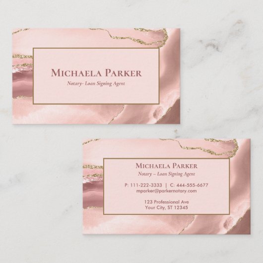 Roos Gold Agate Geode Professional Visitekaartje (Voorkant / Achterkant)