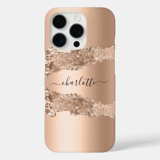 Roos gold agate marmer name script Case-Mate iPhone case (Achterkant)
