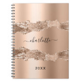 Roos gold agate marmer name script notitieboek (Voorkant)